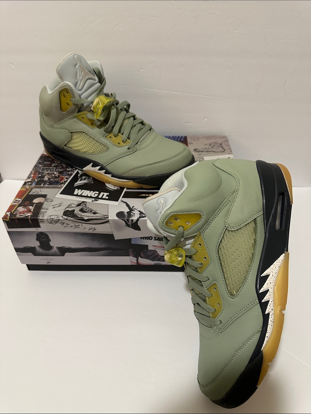 Jordan Kids Olive Green and White Jumpman Sneakers